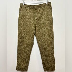 Garnet Hill Pima Cotton High Rise Herringbone Print Pull On Drawstring Pants